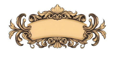 Ornate Golden Frame with Central Blank Space for Text