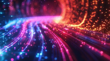 Fototapeta premium Colored electric cables and led. optical fiber, intense colors, background for technology image.