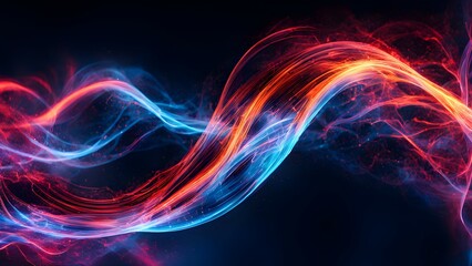 Obraz premium Abstract colorful waves of light in red and blue, creating a dynamic visual effect.