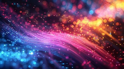 Obraz premium Colored electric cables and led. optical fiber, intense colors, background for technology image.