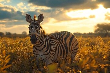 zebra at sunset