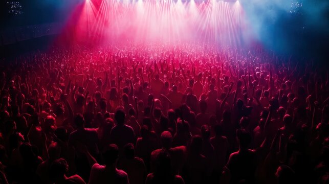 Exciting crowd surfing experience on a flowing sea of programmable matter, moving and undulating to the beat of music in a large indoor venue.