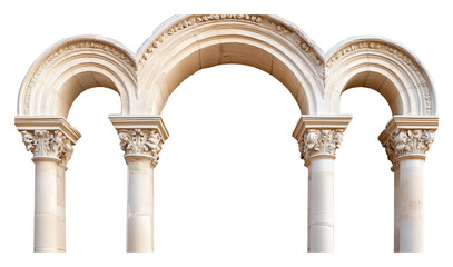 Obraz premium Decorative stone archway with intricate carvings on columns, architectural detail. Historical architecture and design concept