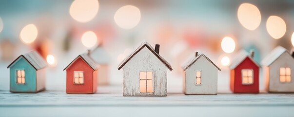 Charming miniature ornaments shaped like tiny houses, perfect for festive decorations and whimsical displays.