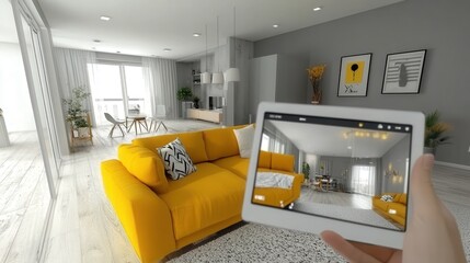 Modern Living Room Design Augmented Reality Visualization