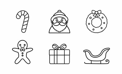 set of christmas icons and white illustrations	
