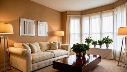 Fototapeta premium Interior of living room with sofa rendering