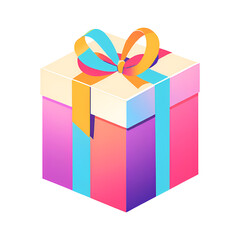 Obraz premium Colorful Gradient Gift Box with a Blue and Yellow Bow Isolated on Transparent Background Cutout