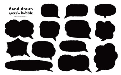 フリーハンドで描かれた吹き出しイラスト・黒色