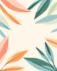 Fototapeta premium A minimalist design featuring colorful leaves arranged around a blank center.