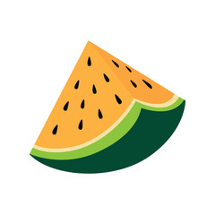 Triangular yellow watermelon slice vector isolated on white. Best for print, package, advertising, logo creating and branding design.