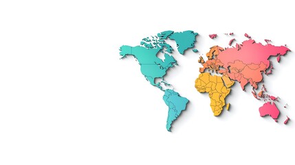 Obraz premium Colorful 3D World Map Global Travel Geography International Countries Continents International