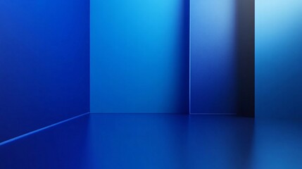 Obraz premium Abstract blue room interior with smooth walls and floor, creating a minimalist, modern design. Generative ai