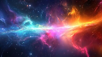 Obraz premium Vibrant Galaxy with Colorful Waves. Abstract cosmic energy in space - generative ai.