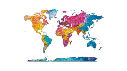 Obraz premium Colorful World Map Global Travel Geography Exploration