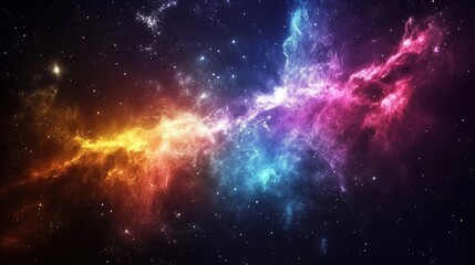 Obraz premium Vibrant Galaxy with Colorful Waves. Abstract cosmic energy in space - generative ai.