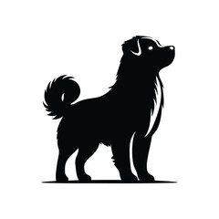Elegant Black and White Silhouette of a Dog. A cute puppy dog icon silhouette vector art illustration template design