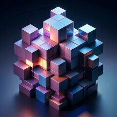 Fototapeta premium Abstract 3D Cube Structure. Geometric Digital Art