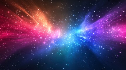 Obraz premium Vibrant Galaxy with Colorful Waves. Abstract cosmic energy in space - generative ai.