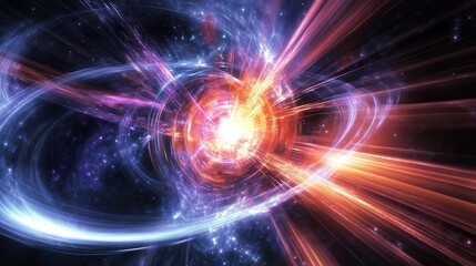 Obraz premium Vibrant Galaxy with Colorful Waves. Abstract cosmic energy in space - generative ai.