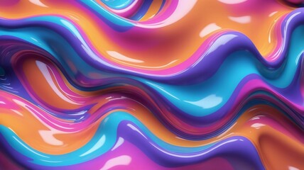 Obraz premium abstract iridescent wavy background. vibrant liquid reflection surface. neon holographic fluid distortion