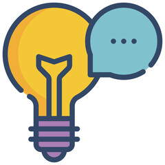 bulb thinking talk chat communication filled outline icon