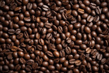 Obraz premium a close up of a pile of coffee beans with a few brown ones