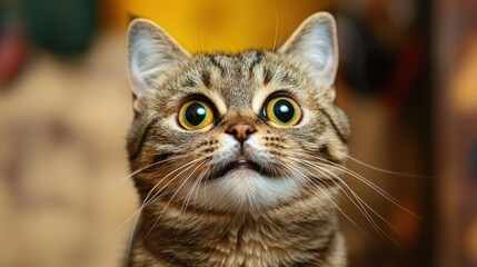 Cat with a playful or content expression, showing a smiling demeanor