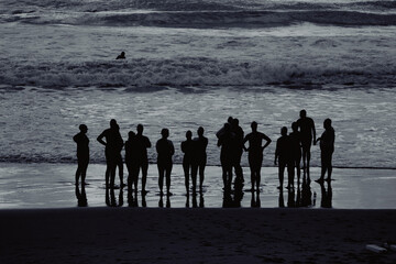 Waiting for the last swimmer