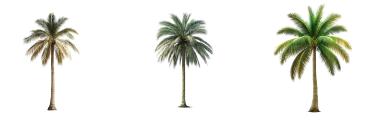 Set of a date palm tree, isolated on a transparent background.