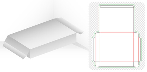 Box packaging die cut template designs 3d mock-up isolated white backgrounds for your product in the form foldable crease thickness for bakery shops, products compartments unique designs minimalist