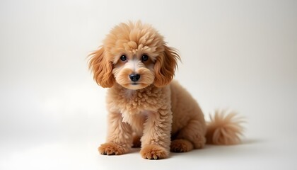 Adorable Toy Poodle Puppy Posing Against a White Background