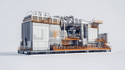 Industrial machinery, complex system of pipes, platforms, and compartments. Generative ai