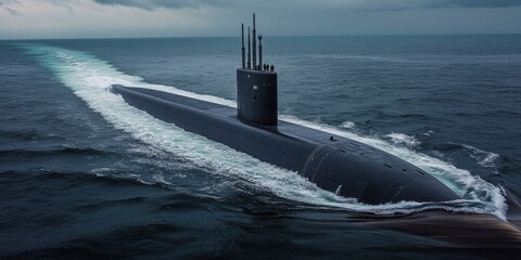 Fototapeta premium Atomic submarine 941 project showcases advanced technology in submarine design. Experience the innovative features of the atomic submarine that redefine naval capabilities.