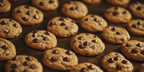 A delicious background showcasing freshly baked chocolate chip cookies, highlighting the warm, inviting appearance of these chocolate chip cookies that everyone loves to enjoy.