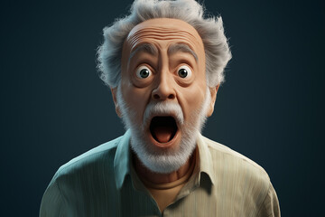 Man with shocked expression cartoon style exaggerated facial features