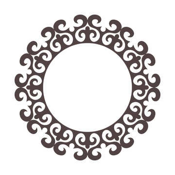 recommend clip art: Circle Turkic frame, workpiece for your design. Ornamental elements and motifs of Turkic, Kazakh, Kyrgyz, Uzbek, national Asian decor for plate, textile, print design, embroidery. Round Turkic frame. 