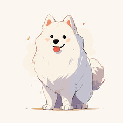 Cute Fluffy Dog Illustration with Playful Charm and Warm Colors. Cute Dog Vector.
