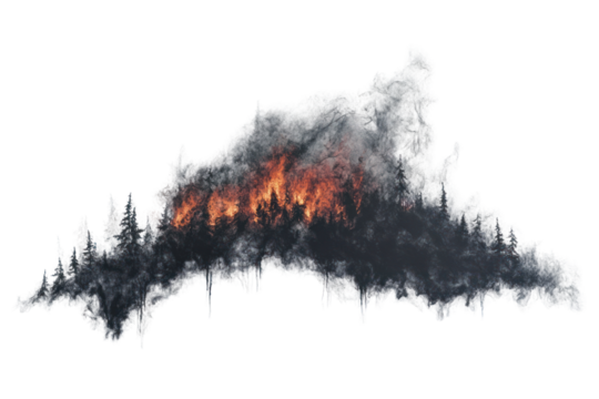 Forest Fire: A Dramatic Charcoal Sketch 