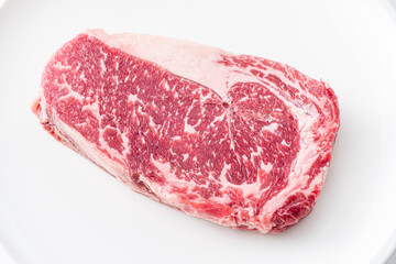 raw steak on the white background