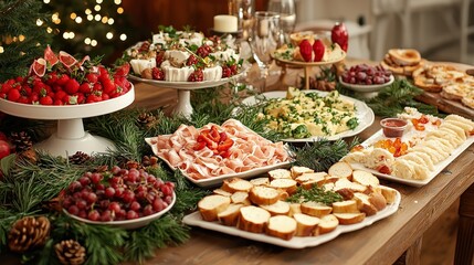 Obraz premium A traditional New Year’s feast table with festive food and decorations