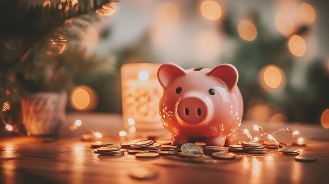Broken piggy bank with coins scattered around, symbolizing financial struggle and the need for careful budgeting and saving.