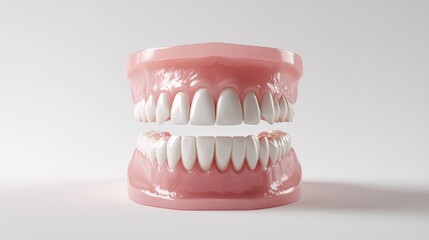 Obraz premium Highly detailed 3D model of teeth in front view on white background, ideal for dental and medical illustrations Generative AI