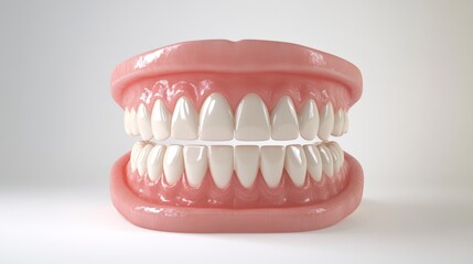Obraz premium Highly detailed 3D model of teeth in front view on white background, ideal for dental and medical illustrations Generative AI