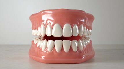 Obraz premium Highly detailed 3D model of teeth in front view on white background, ideal for dental and medical illustrations Generative AI