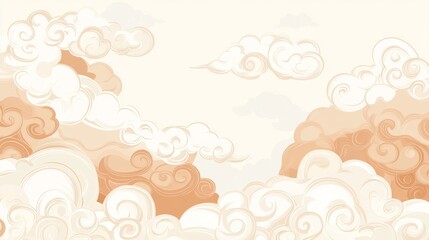 Simple illustration of clouds in beige color palette on white background, ideal for design and decoration Generative AI