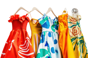Party clothes with bold designs, perfect for evening events,isolated on transparent and white background.PNG image	