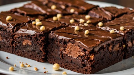 Delicious nutella Brownies closeup Shoot view. Image