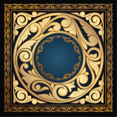 Golden ornate art nouveau decorative vintage blank frame design
