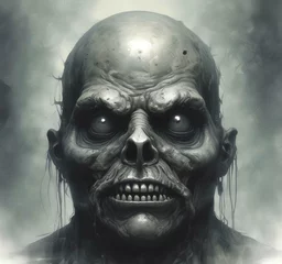 Tableau sur plexiglas  Illustration of spooky face with distopian environment.  © BetiBup33